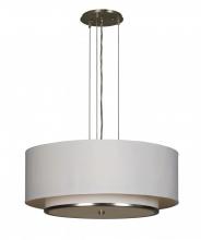 AFX Lighting, Inc. DYP618SNMV - Six Light Satin Nickel White Opal Glass White Linen Shade Drum Shade Pendant