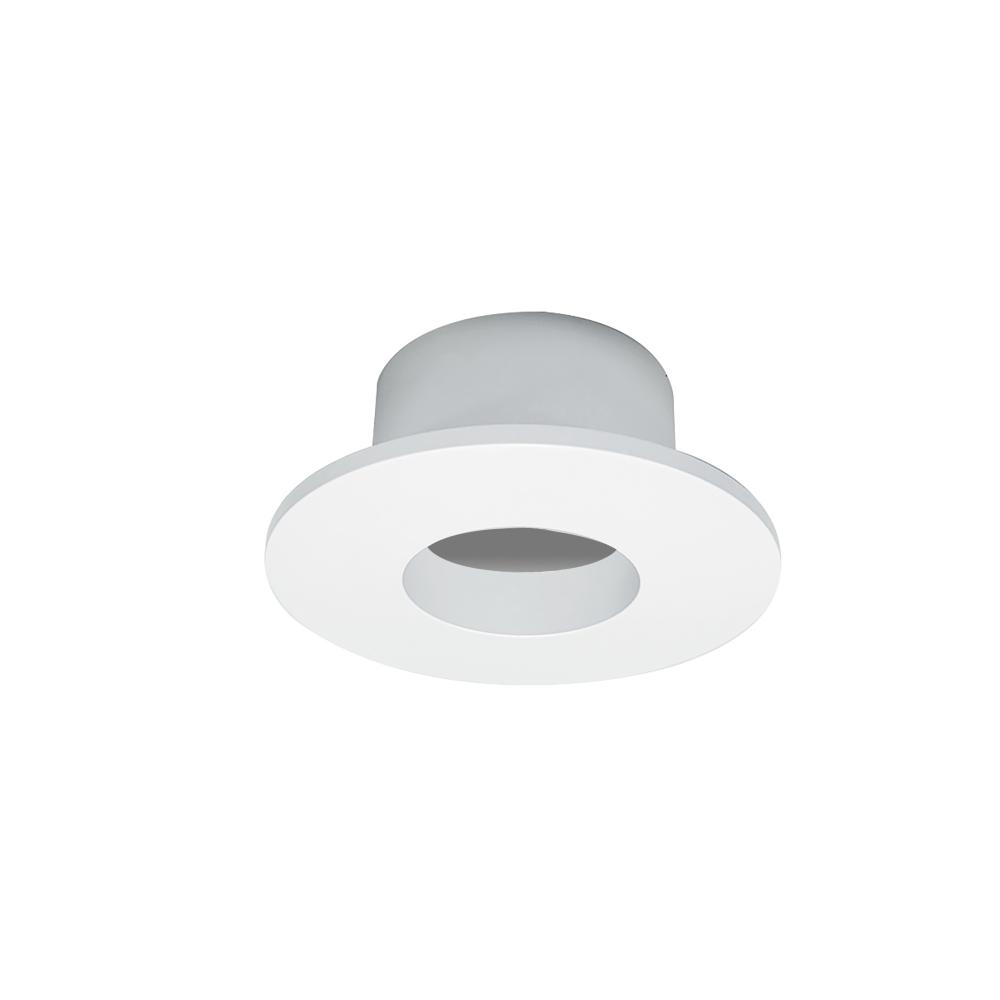 1" Iolite Can-less Round Downlight Trim, Matte Powder White finish