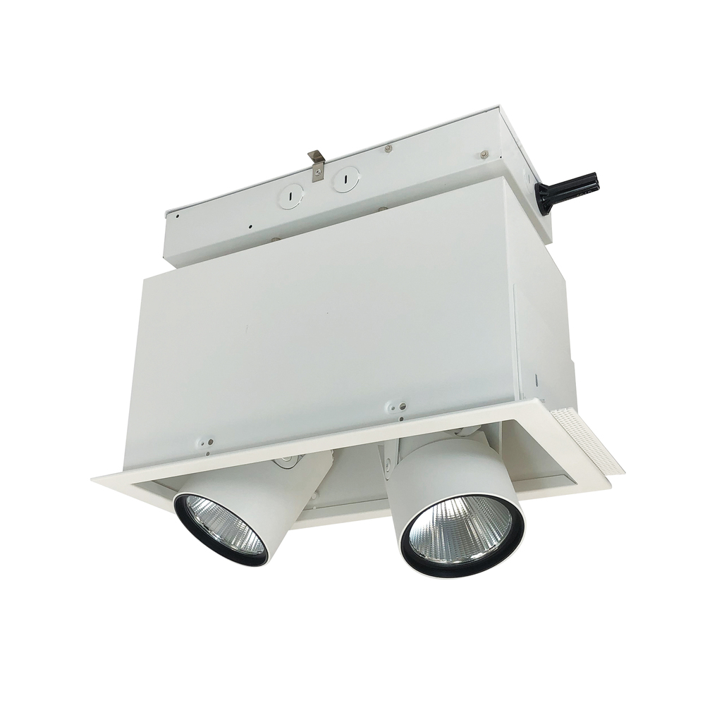 Pull-Down LED Trimless 2-Head MLS, 30W / 2100lm per Head, Flood, 3000K, White, 277V 0-10V Dimming