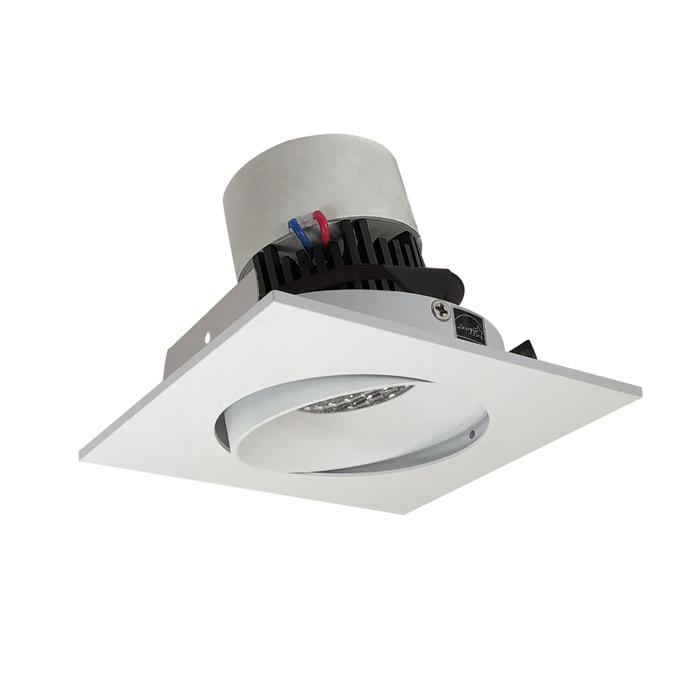 4" Pearl LED Square Adjustable Cone Retrofit, 1000lm / 12W, 2700K, Matte Powder White Reflector