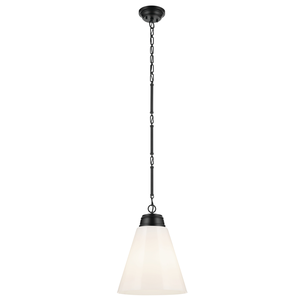 Marsailli 19.75" 1-Light Large Pendant with Opal Glass in Black