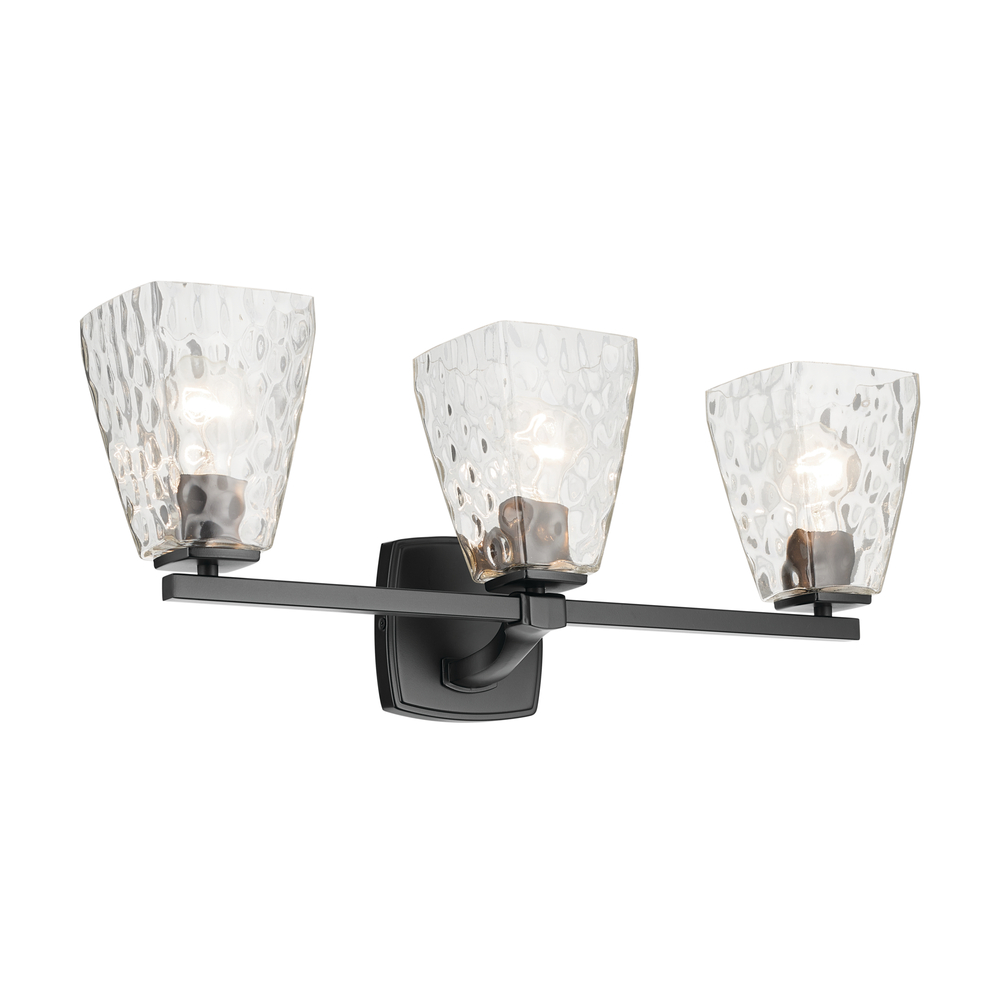 Marant 23.75" 3-Light Vanity Light with Clear Water Glass in Black