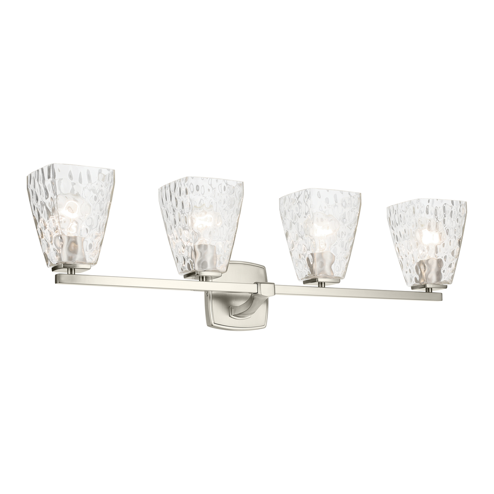 Marant 33.25" 4-Light Vanity Light with Clear Water Glass in Brushed Nickel