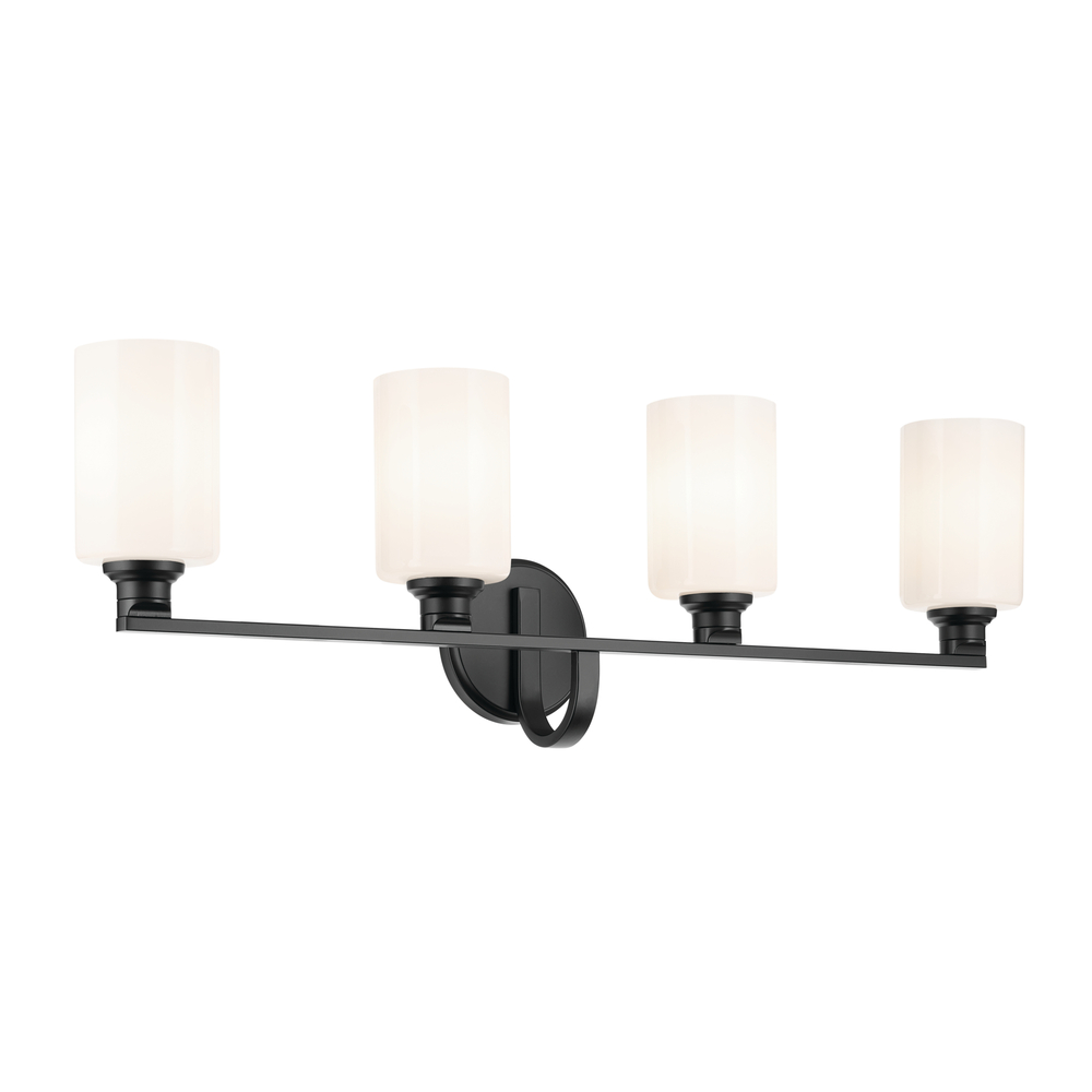 Gioe 32.25" 4-Light Vanity Light with Opal Glass in Black