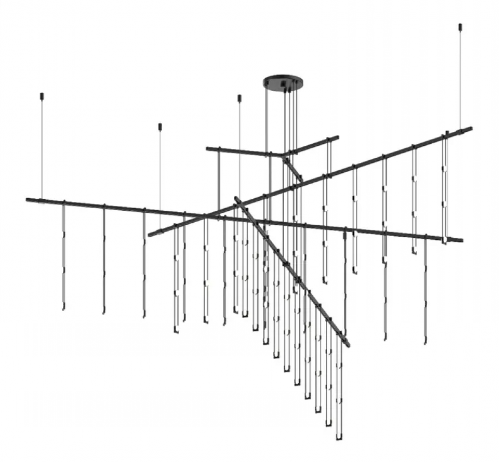 72" 4-Tier Tri-Bar w/ Crystal Ladder Light Luminaires