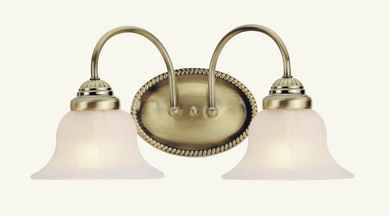 2 Light Antique Brass Bath Light