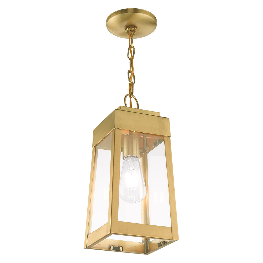 1 Lt Satin Brass Outdoor Pendant Lantern