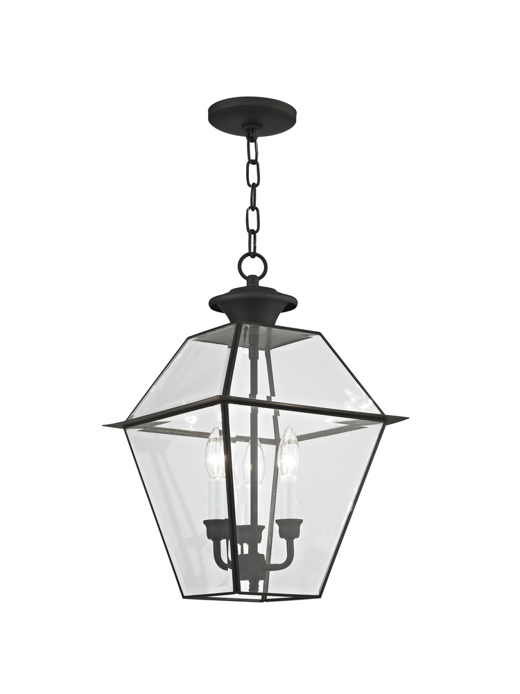 3 Light Black Outdoor Chain Lantern