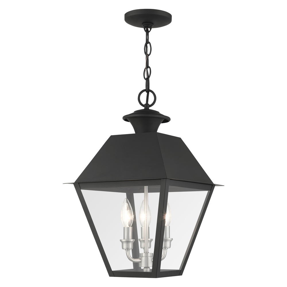 3 Lt Black Outdoor Pendant Lantern