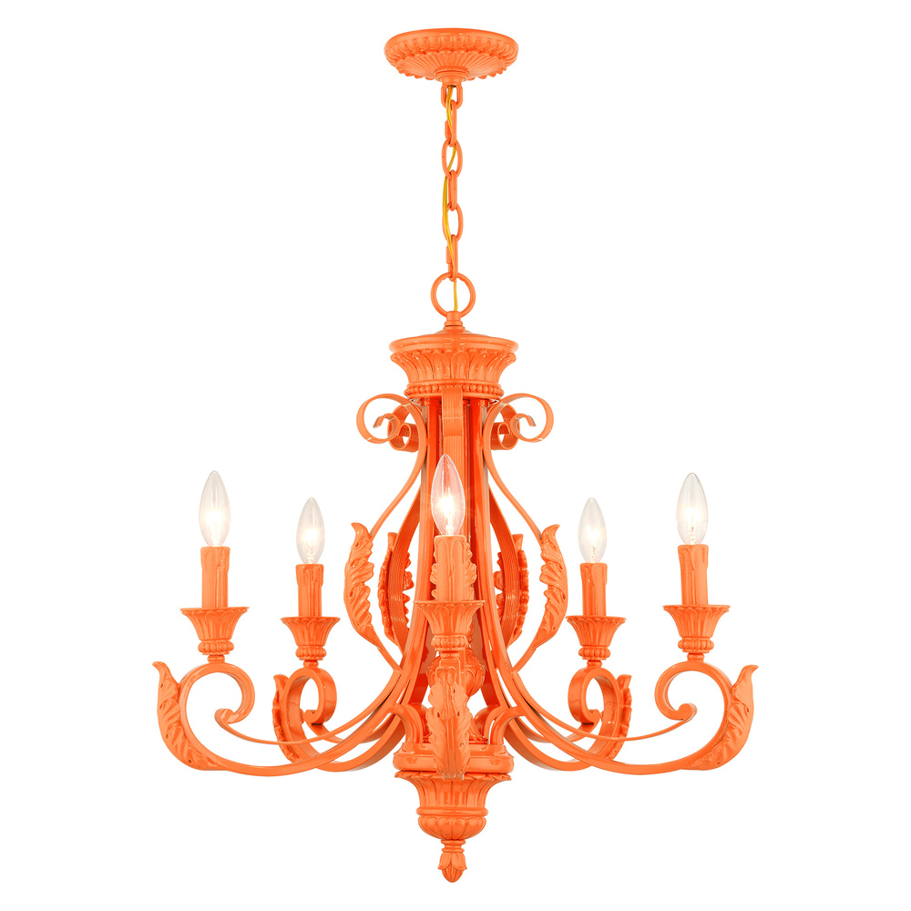 5 Lt Shiny Orange Chandelier