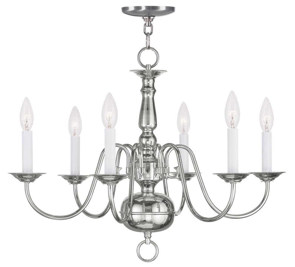 6 Light Polished Nickel Chandelier