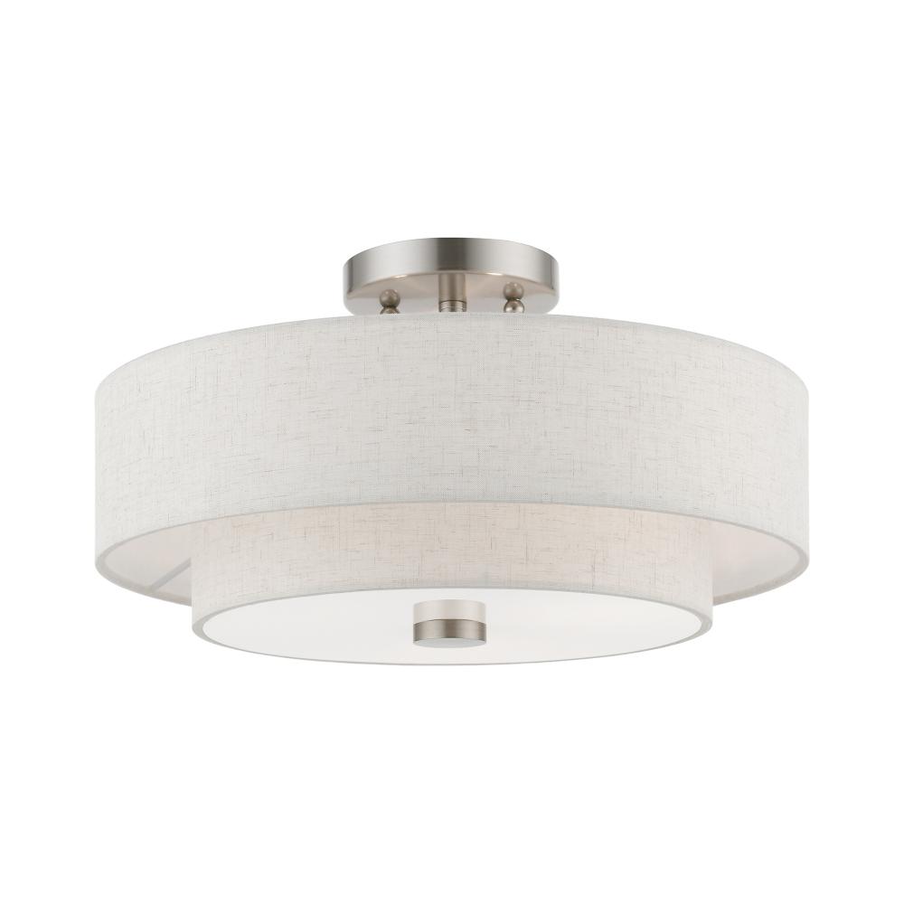 3 Light Brushed Nickel Semi-Flush