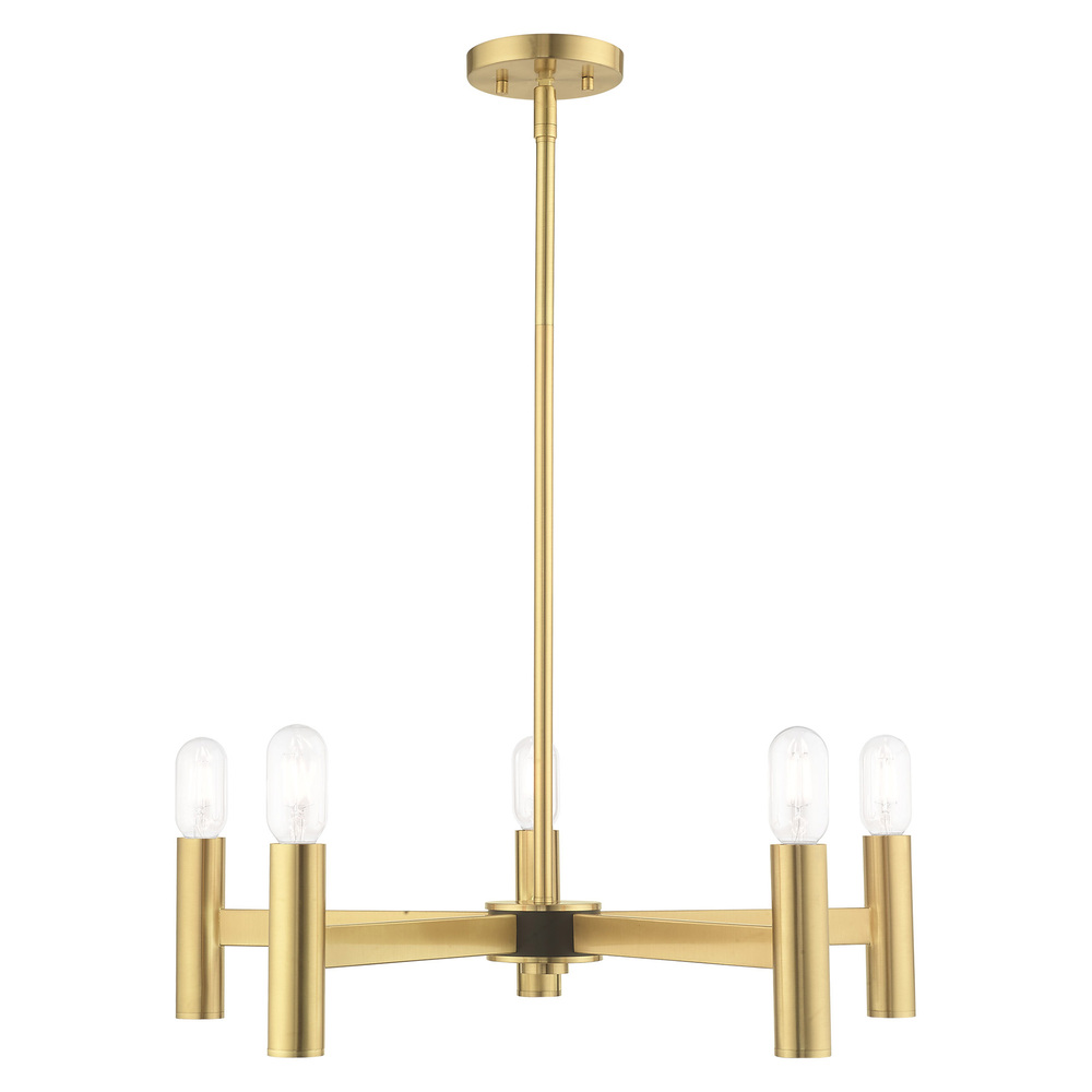 5 Lt Satin Brass Chandelier