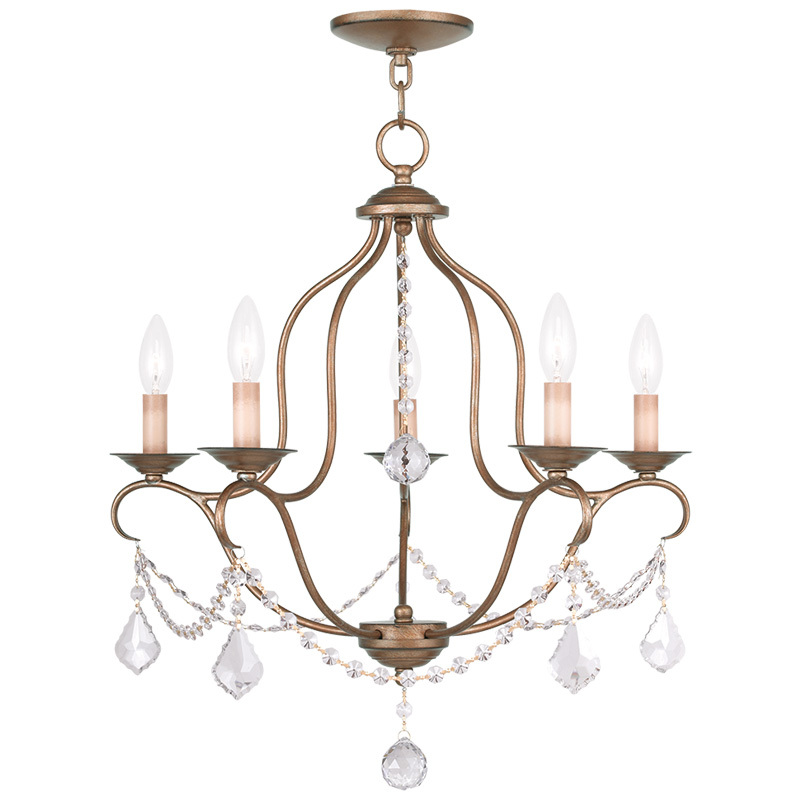 5 Light Antique Gold Leaf Chandelier