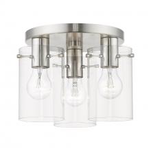 Livex Lighting 46154-91 - 3 Light Brushed Nickel Flush Mount