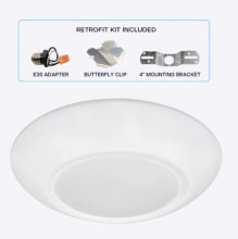 Luxrite LR23861 - 4" SURFACE MOUNT DISK + RECESSED CAN RETROFIT 5CCT