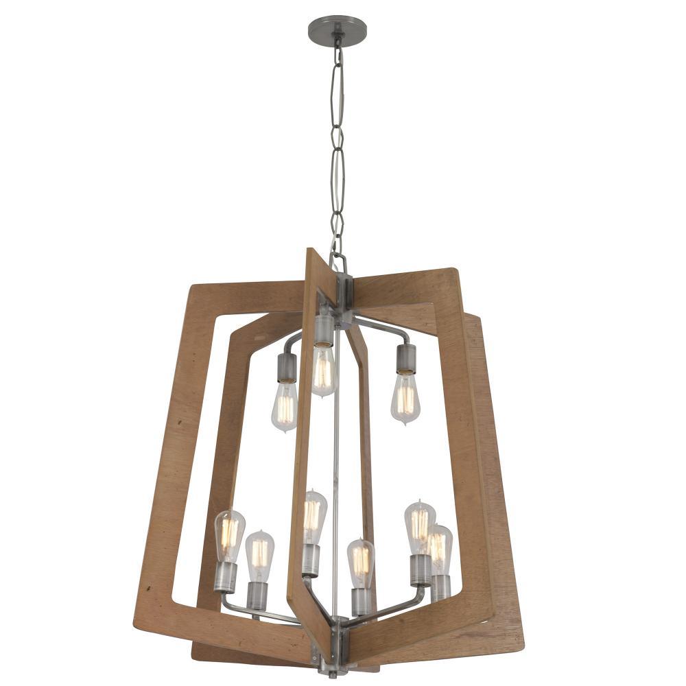 Lofty 9-Lt Chandelier - Steel/Wheat