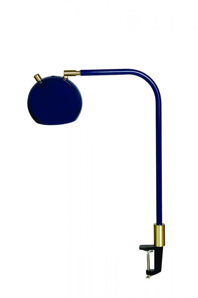 Aria Clip On Table Lamp Round Globe Navy Blue/Satin Brass