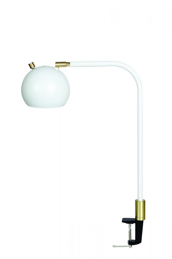 Aria Clip On Table Lamp Round Globe White/Satin Brass