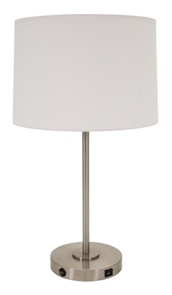 Brandon Table Lamps with USB Port in Satin Nickel