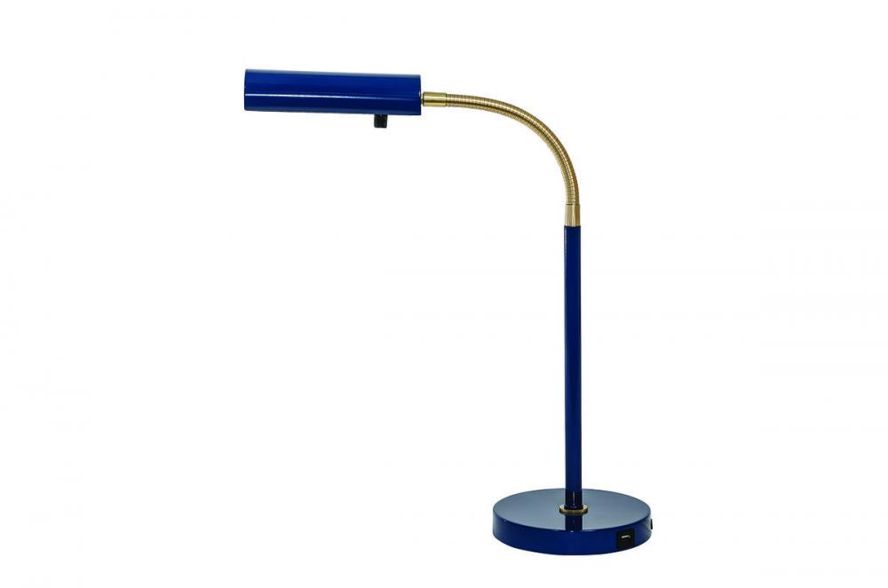 Fusion Flex Task Table Lamp Navy Blue/Satin Brass with USB Port