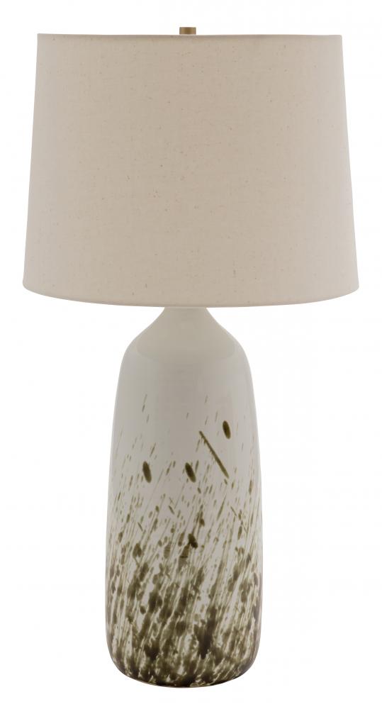 Scatchard 31" Stoneware Table Lamps in Decorated White Gloss