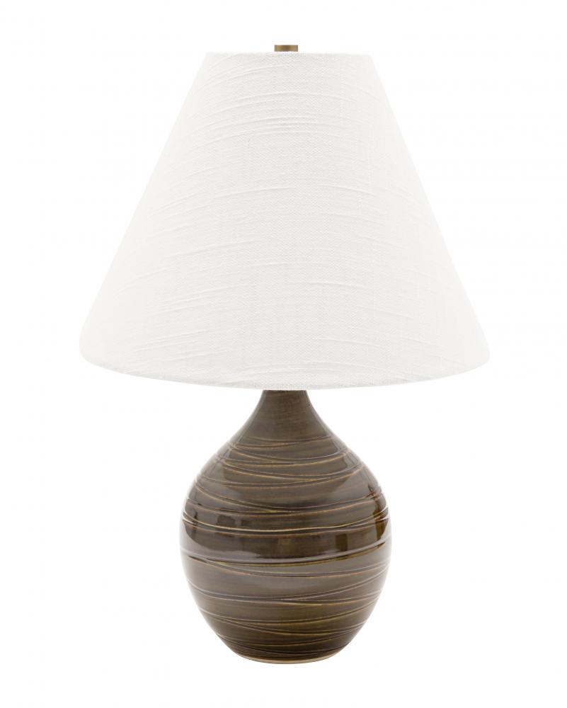 Scatchard 19" Stoneware Accent Lamp in Scored Brown Gloss