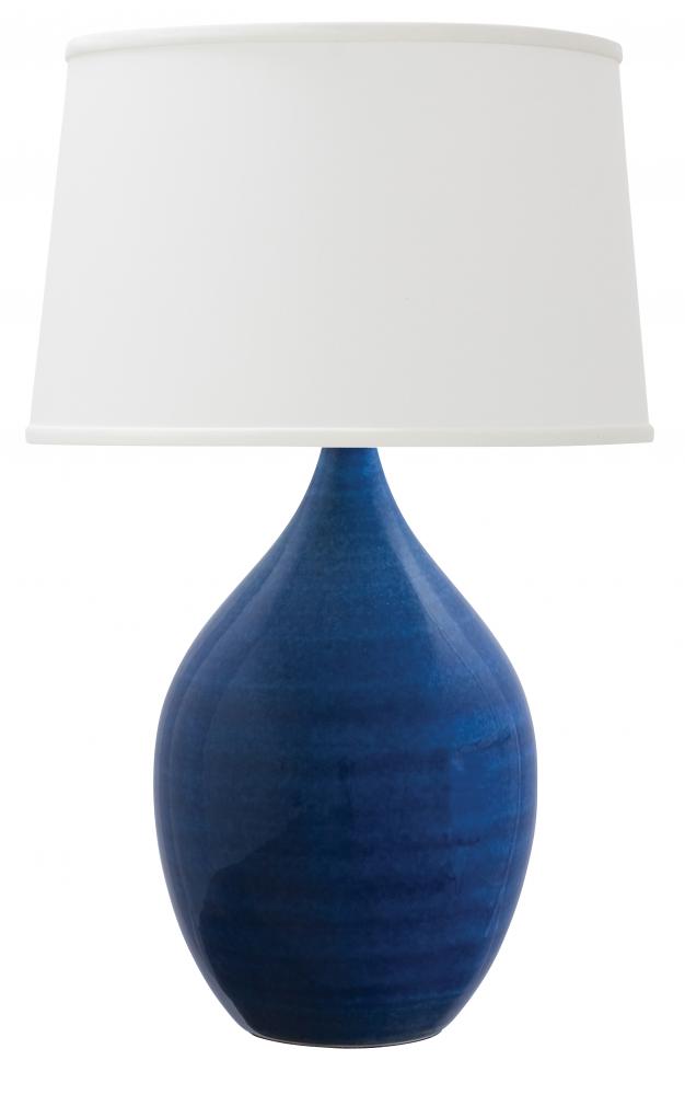 Scatchard 18.5" Stoneware Table Lamps in Scored Blue Gloss