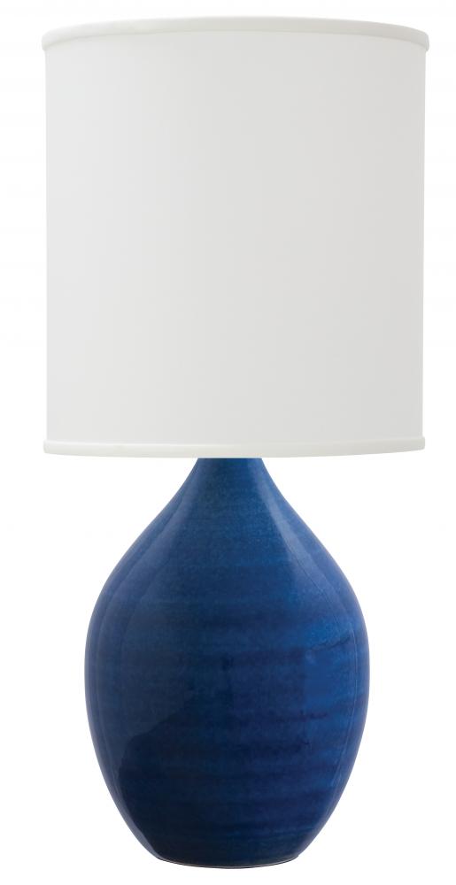 Scatchard 24" Stoneware Table Lamps in Scored Blue Gloss