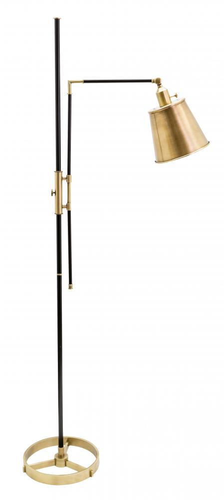 65" Morgan Adjustable Floor Lamps in Black with Antique Brass