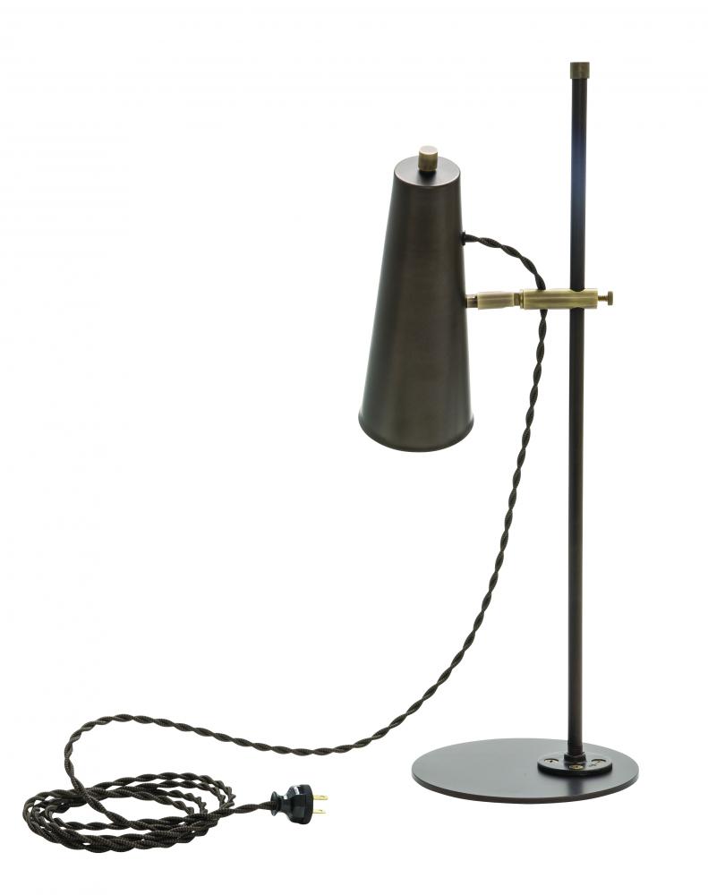 Norton Adjustable LED Table Lamps in Chestnut Bronze with Antique Brass Accents