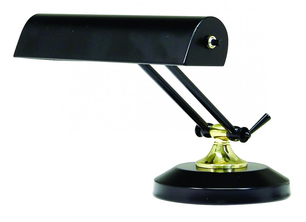 Upright Piano Lamp 10" In Black with Polished Brass Accents