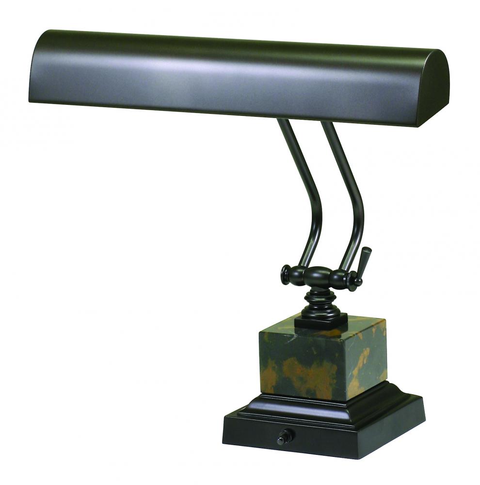 Desk/Piano Lamp 14" Mahogany Bronze with Black and Tan Marble