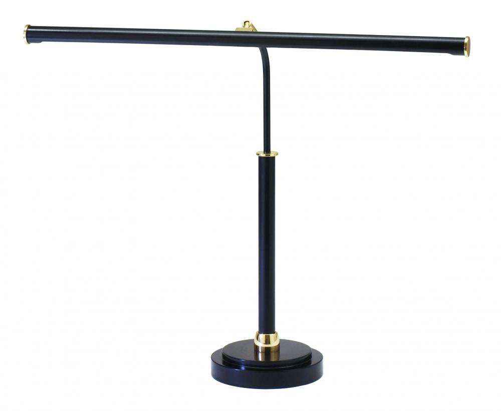 LED Piano Lamp Black with Brass Accents