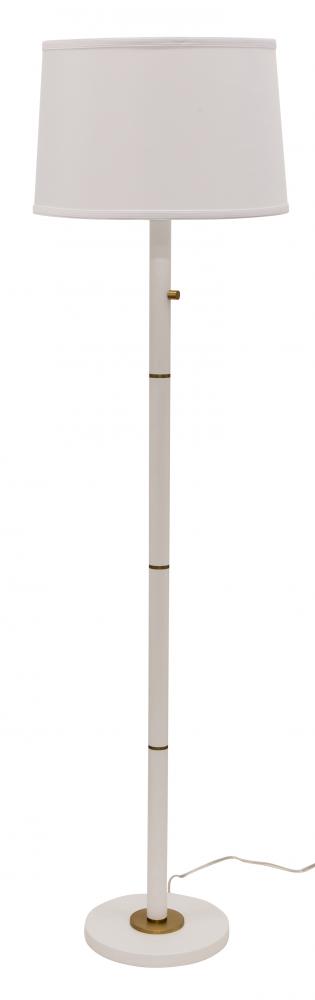 Rupert Three Way Floor Lamp in White with Weathered Brass Accents