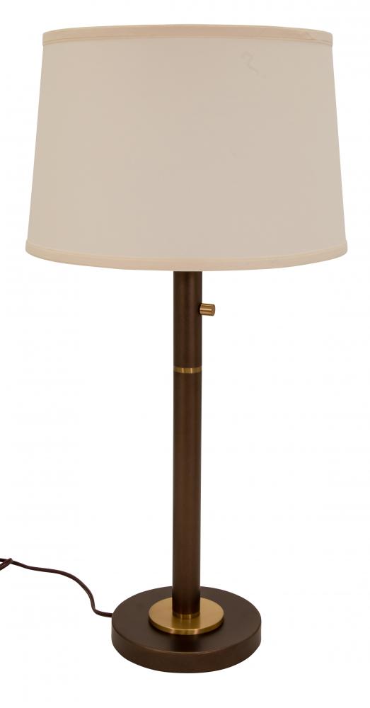 Rupert Three Way Table Lamp in Chestnut Bronze with Weathered Brass Accents and USB Port