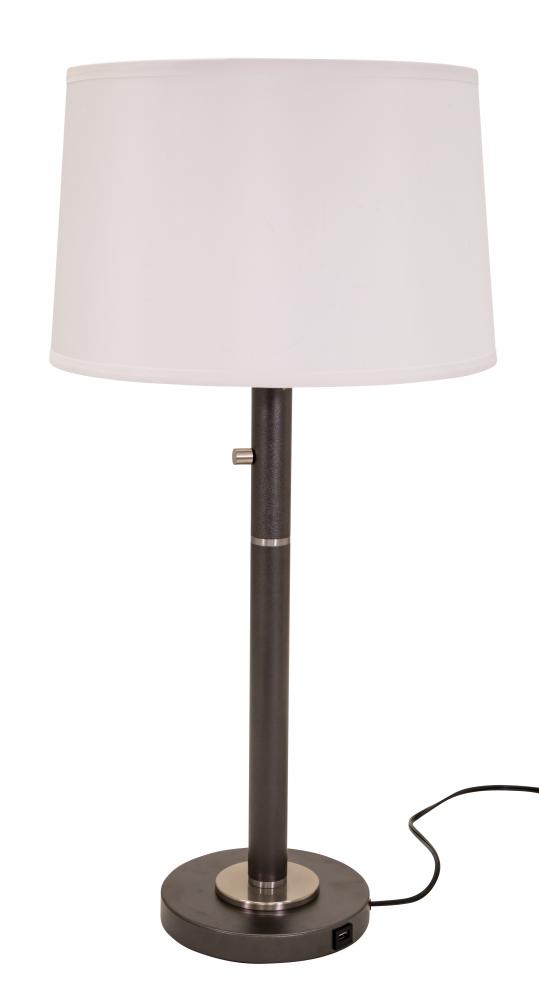 Rupert Three Way Table Lamp in Granite with Satin Nickel Accents and USB Port