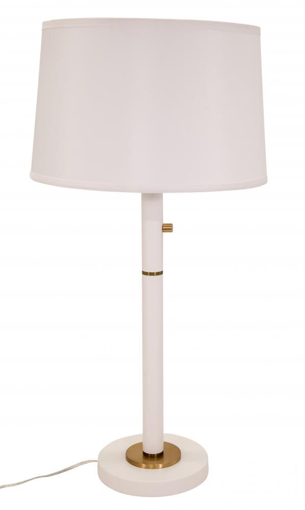 Rupert Three Way Table Lamp in White with Weathered Brass Accents and USB Port