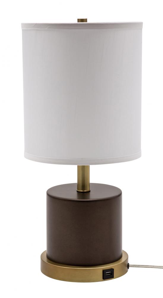 Rupert Table Lamp Chestnut Bronze with Weathered Brass Accents and USB Port