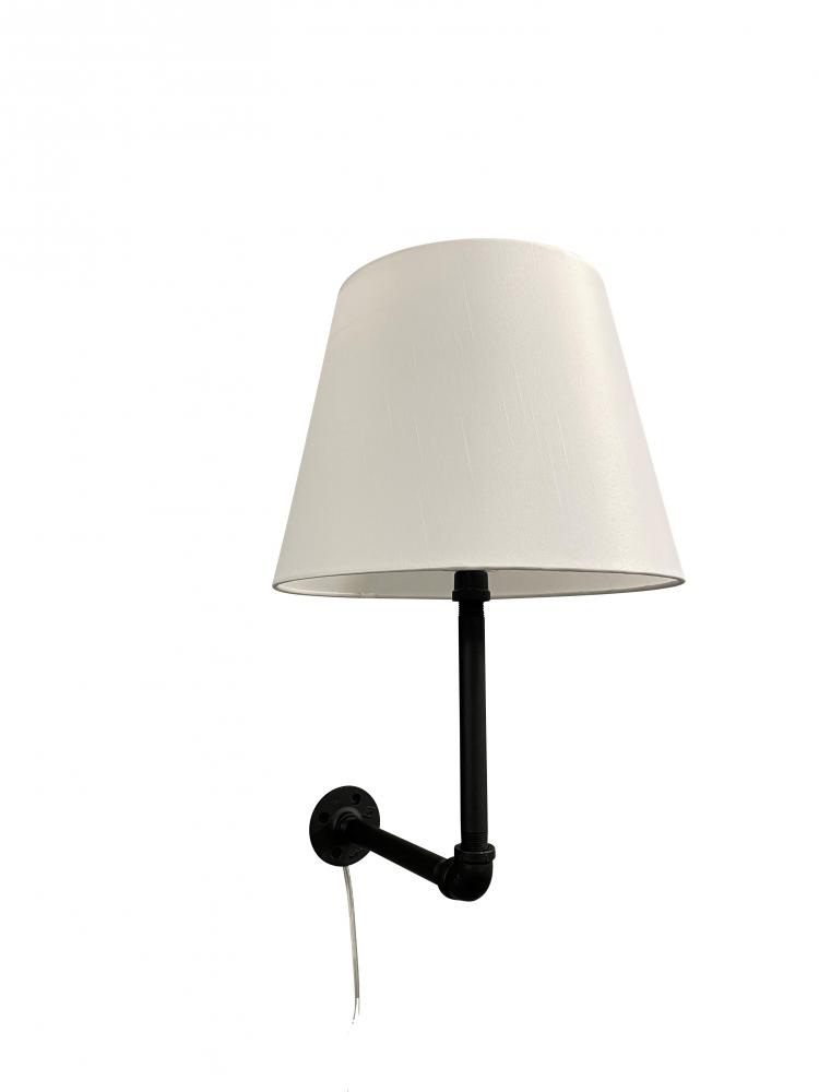 Studio Industrial Black Wall Lamp with Fabric Shade (Pin Up Only)