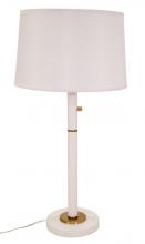 House of Troy RU750-WT - Rupert Three Way Table Lamp in White with Weathered Brass Accents and USB Port