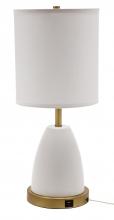 House of Troy RU751-WT - Rupert Table Lamp White with Weathered Brass Accents and USB Port