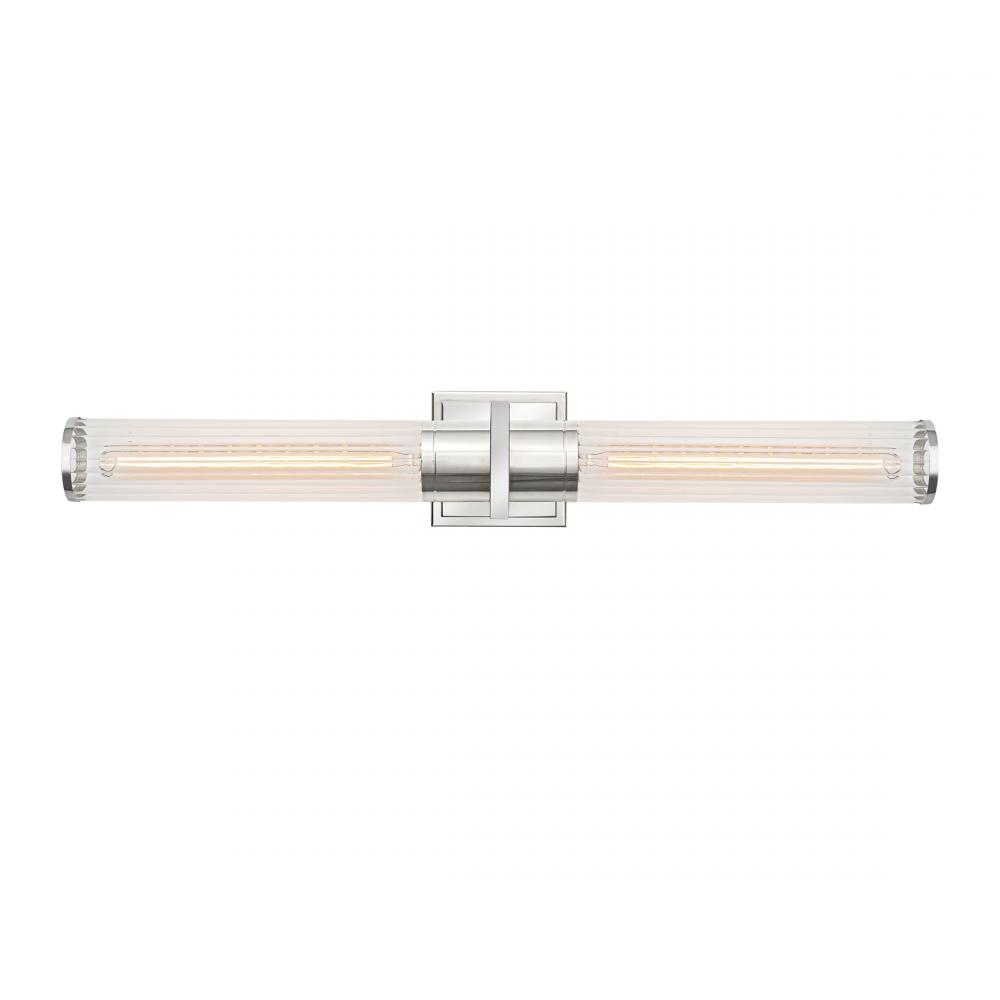 Positano-2-Light Bathroom Vanity Light-Clear Glass/Polished Nickel