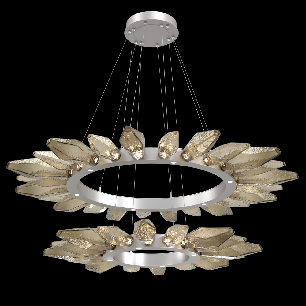 Rock Crystal Radial Ring Two Tier - 42/56-Metallic Beige Silver