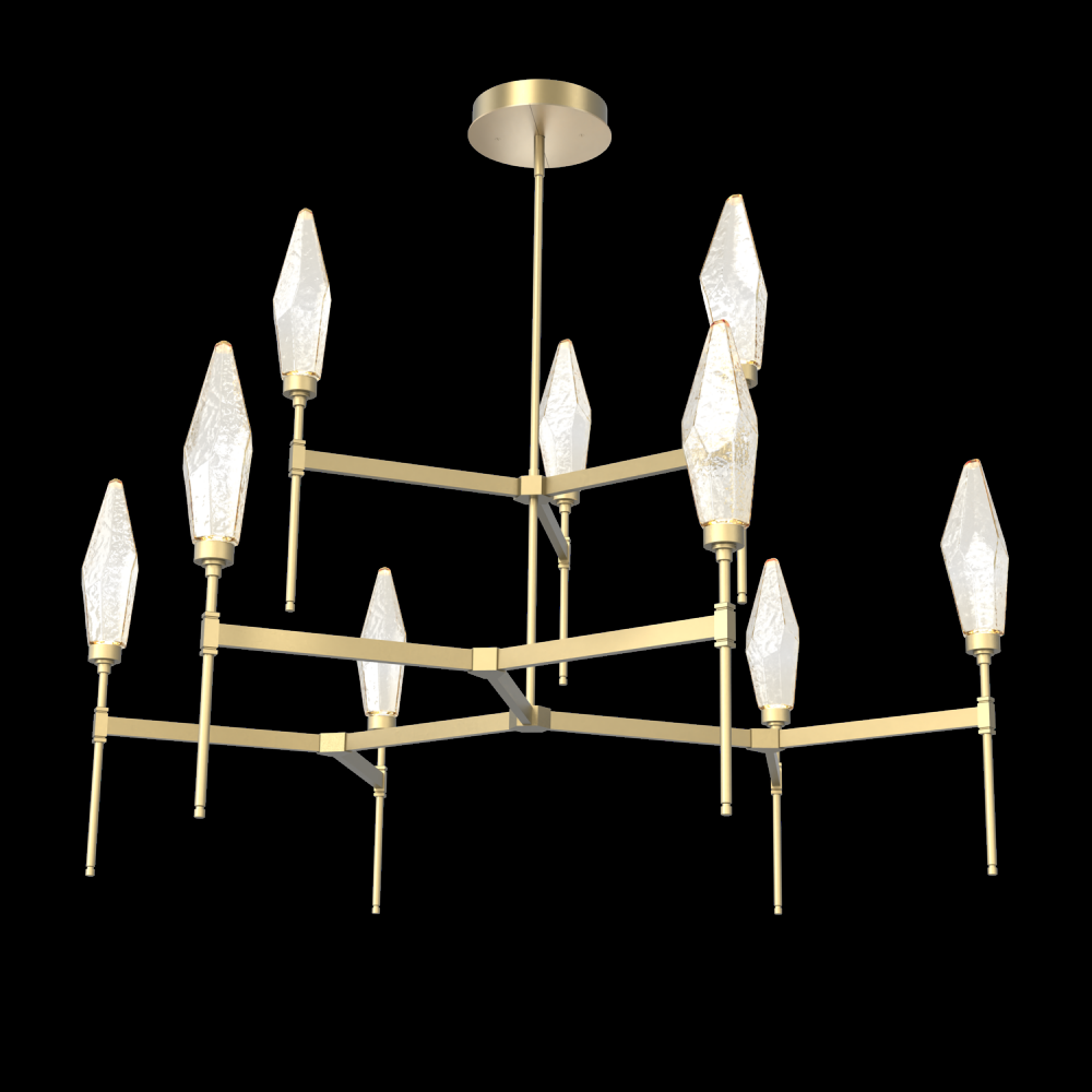 Rock Crystal Round Chandelier-54-Gilded Brass