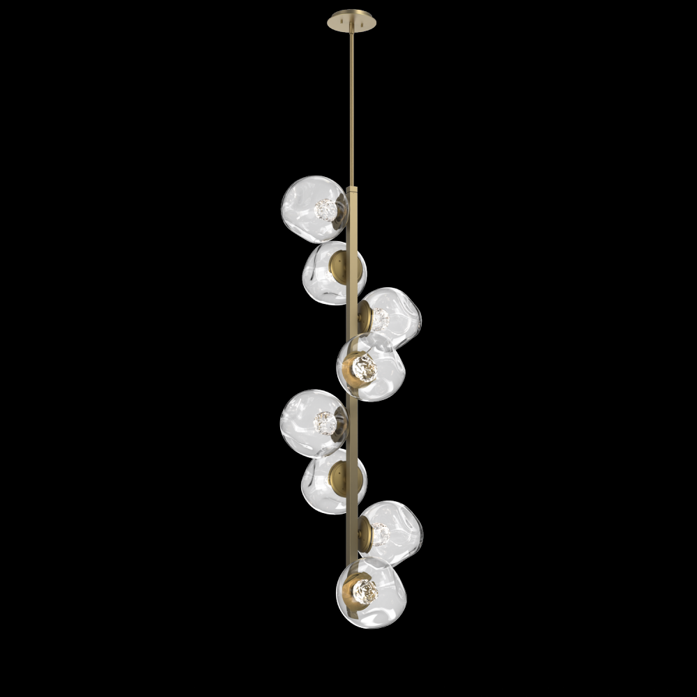 Luna 8pc Twisted Vine-Gilded Brass-Floret Inner - Clear Outer-Threaded Rod Suspension-LED 3000K