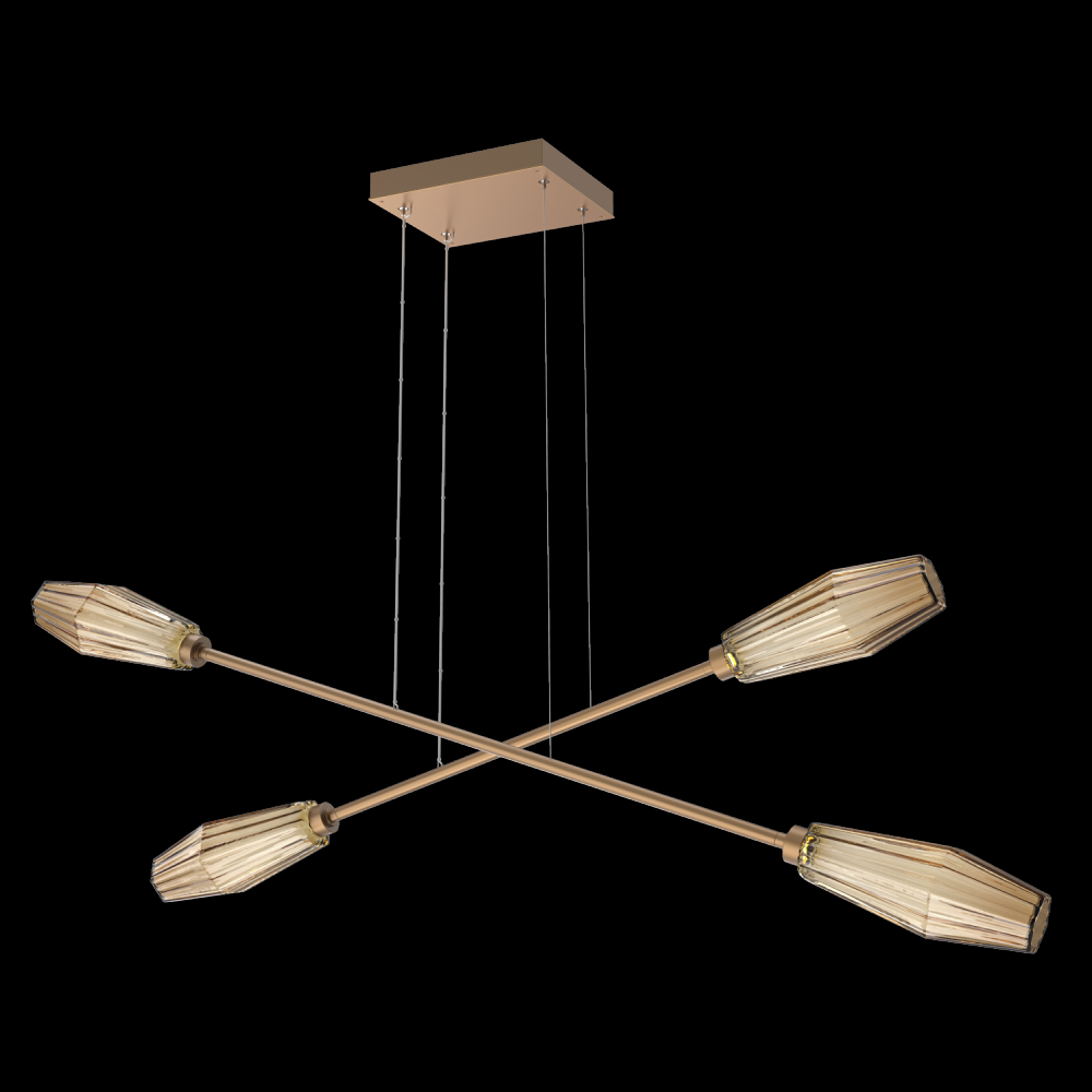 Aalto Double Moda-Novel Brass-Bronze Blown Glass-Stainless Cable-LED 3000K