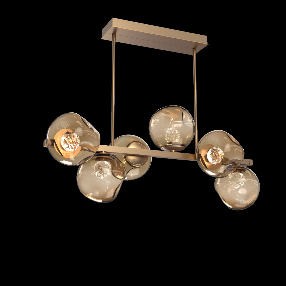 Luna 6pc Twisted Branch-Novel Brass-Floret Inner - Bronze Outer-Threaded Rod Suspension-LED 3000K