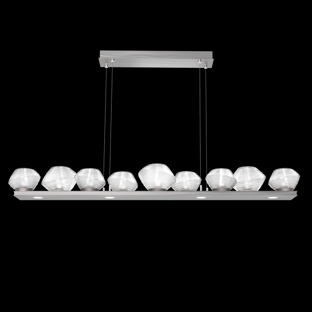 Mesa 59" Linear Suspension-Satin Nickel-Clear Blown Glass