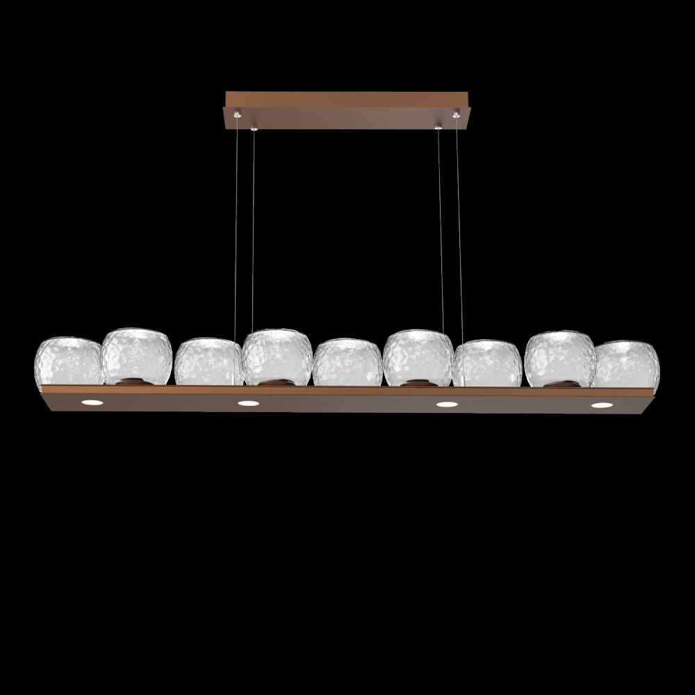 Vessel 59-inch Platform Linear-Burnished Bronze-Clear Blown Glass-Stainless Cable-LED 3000K